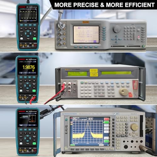 HANMATEK 3 in 1 Handheld Oscilloscope Multimeter,Waveform Generator HO51 with 3.5" TFT Oscilloscop, Auto-Calibration Function, Memory Function, Multi Tester HANMATEKTOOLS