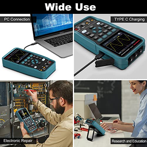 HANMATEK 3 in 1 Handheld Oscilloscope Multimeter 100Mhz Waveform Generator Oscilloscope with 2 Channels 3.5"TFT, HO102S Professional oscilloscope Multimeter with Memory Function HANMATEKTOOLS