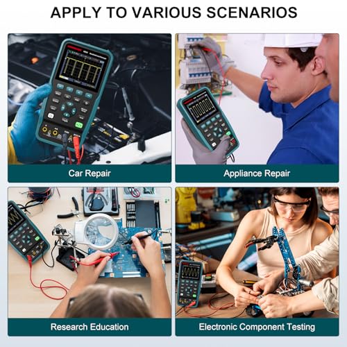 HANMATEK 3 in 1 Handheld Oscilloscope Multimeter,Waveform Generator HO51 with 3.5" TFT Oscilloscop, Auto-Calibration Function, Memory Function, Multi Tester HANMATEKTOOLS