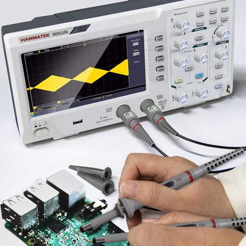 HANMATEK 3 in 1 Handheld Oscilloscope Multimeter with 2 Channels HO52S 3.5"TFT Oscilloscop, HANMATEK Universal Oscilloscope Probe HM5060 with Accessory Kit 60MHz 1X 10X HANMATEKTOOLS