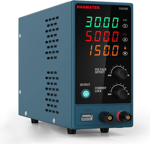 Adjustable DC Power Supply (0-30 V 0-5 A) with Output Enable/Disable Button HANMATEK HM305 Mini Variable Switching Digital Bench Power Supply