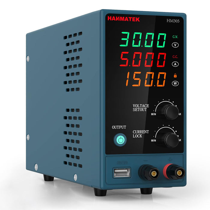 Adjustable DC Power Supply (0-30 V 0-5 A) with Output Enable/Disable Button HANMATEK HM305 Mini Variable Switching Digital Bench Power Supply