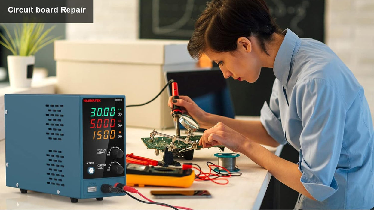 Adjustable DC Power Supply (0-30 V 0-5 A) with Output Enable/Disable Button HANMATEK HM305 Mini Variable Switching Digital Bench Power Supply