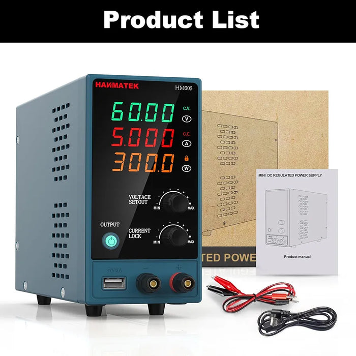 HANMATEK Adjustable DC Power Supply  with Output Enable/Disable Button HM605 Mini Variable Switching Digital Bench Power Supply