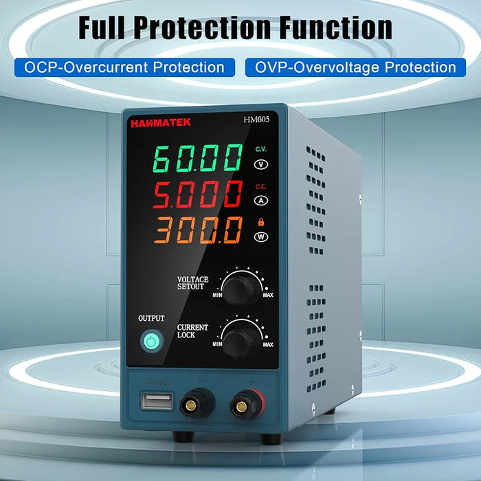HANMATEK Adjustable DC Power Supply  with Output Enable/Disable Button HM605 Mini Variable Switching Digital Bench Power Supply