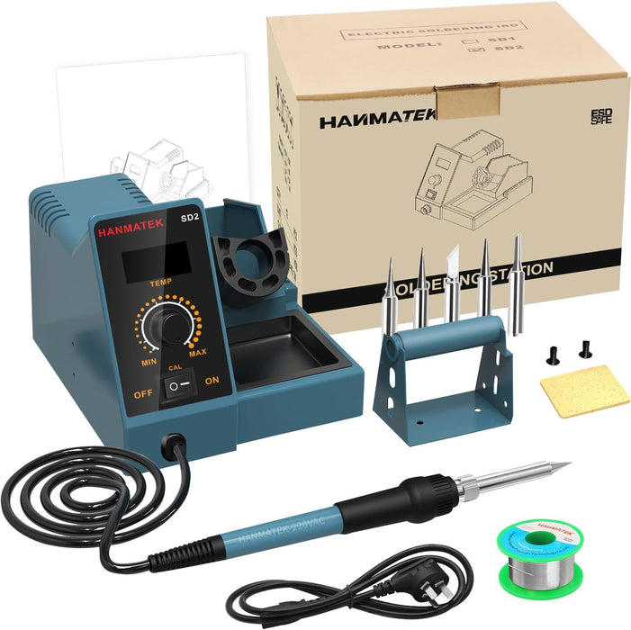 Soldering Station Digital Display with 5 Extra Iron Tips Soldering Iron Station 392℉-896℉ Temperature Adjustable Better Soldering Iron Soldering Kit with Solder Bracket SD2