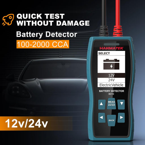 HANMATEK BD10 24V 12V Car Battery Tester 100-2000 CCA Automotive Load Tester Digital Auto Battery Alternator Analyzer Charging Cranking System Tester for Car Truck SUV Boat Motorcycles Vehicle