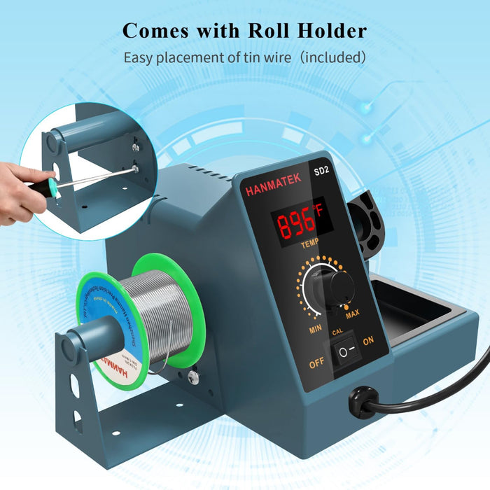 Soldering Station Digital Display with 5 Extra Iron Tips Soldering Iron Station 392℉-896℉ Temperature Adjustable Better Soldering Iron Soldering Kit with Solder Bracket SD2