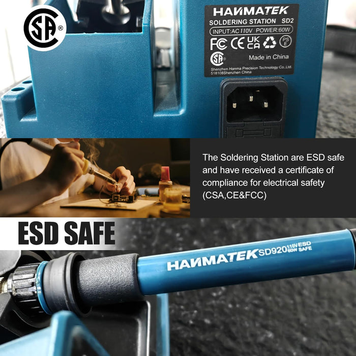 Soldering Station Digital Display with 5 Extra Iron Tips Soldering Iron Station 392℉-896℉ Temperature Adjustable Better Soldering Iron Soldering Kit with Solder Bracket SD2