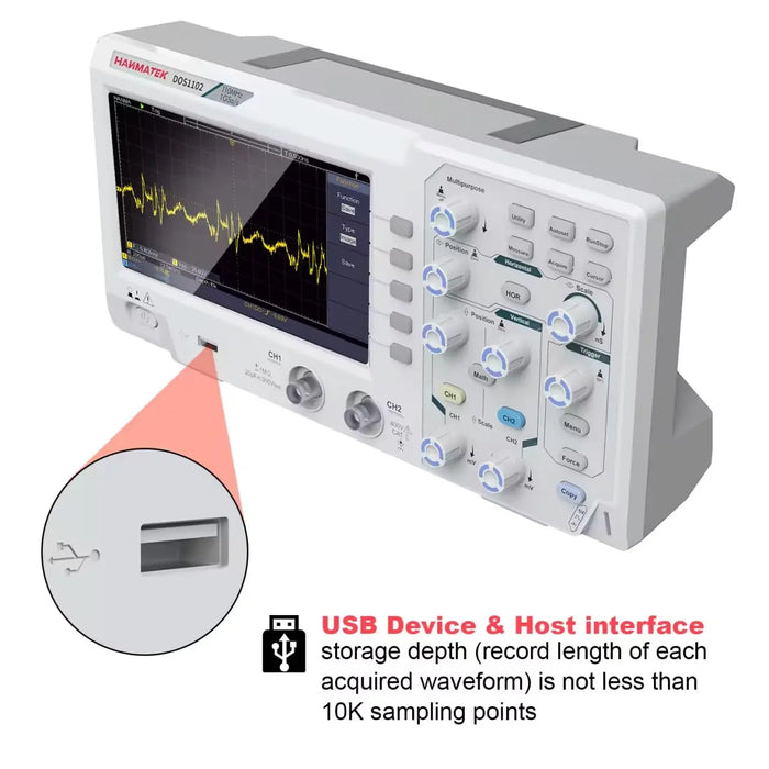 HANMATEK 110mhz Bandwidth DOS1102 Digital Oscilloscope with 2 Channels and Screen 7 inch / 18 cm, TFT-LCD Display, Portable Professional Oscilloscope Kit with 500 MS/s *2 Sampling Rate